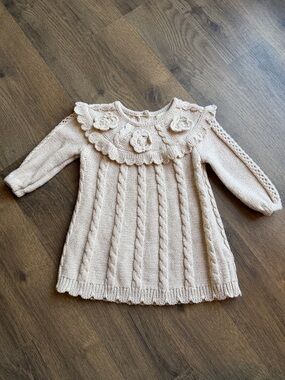Cynthia Rowley Baby Cream Cable Knit Sweater Dress